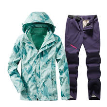 Traje de esqui feminino, jaqueta de esqui à prova d'água e calças à prova de vento 2024 - compre barato