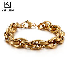 KALEN Men stainless steel Bracelet & Bangle Two Sizes Three Styles Sliver/Gold/Blue/Black Multi Colors Simple Hand Jewelry 2024 - buy cheap