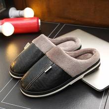 Pantufa de couro antiderrapante masculina, chinelo de couro impermeável com sola grossa de algodão pu para homens e mulheres para inverno 2024 - compre barato