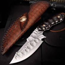 Cabo de madeira de sândalo aço damasco, lâmina fixa reta clássica 60-61 hrc, dureza externa, faca tática de caça 2024 - compre barato