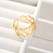 Регулируемые кольца Anilos золотистого цвета в форме сердца, стекируемые кольца из нержавеющей стали для женщин, подарок на день Святого Валентина 2019 2024 - купить недорого
