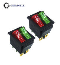 5 pcs/lot KCD4 31*25mm RED/GREEN Led 16A 250V Copper feet 6PIN DPDT Boat Rocker Switch on off Snap-in Position 16A 250V Light 2024 - buy cheap