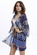 Summer Women Boho Chiffon Blouse Long Sleeve Cover Up Kimono Kaftan Beach Wear 2024 - buy cheap