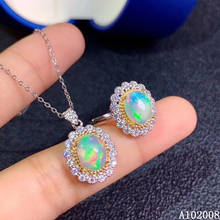 KJJEAXCMY Fine Jewelry 925 Sterling Silver Inlaid Natural opal Gemstone trendy Ring Necklace Pendant Set Support test 2024 - buy cheap