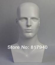 NEWEST!High quality White gloss fiberglass male mannequin dummy head for hat// headphones/mask/wig display manikin heads 2024 - buy cheap