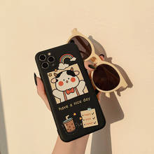 Cute catoonbear caso de telefone para iphone 12 11 pro max xr x xs max 7 8 plus caso leite chá silicone macio para iphone 12 mini capa 2024 - compre barato