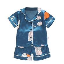 2021 New Baby Kids Pajamas Camera Print Cotton Silk Nightgown Infant Boys Girls Short Sleeve Blouse Tops+Shorts Pajamas 0-4T 2024 - buy cheap