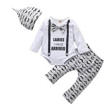 3Pcs Autumn Baby Boy Clothes Set Newborn Letter Printed Long-sleeved Gentleman Romper+Pants+Hat Toddler Sets 2024 - buy cheap