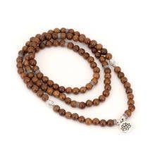 Natural wooden beads bracelet 108 Mala people's Buddhist bracelet Lotus Buddha Pendant,Wenge 8mm bead Necklace,prayer beads Male 2024 - buy cheap