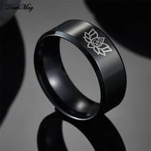 DarkMag Stainless Steel Jewelry Lotus Flower Ring For Men Male Fashion  Buddhistic Heart Sutra Rings Gifts 2024 - buy cheap