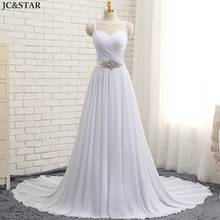 Vestido de novia largo de gasa con tirantes finos, 2 em 1, blanco, corte A, para boda 2024 - compra barato
