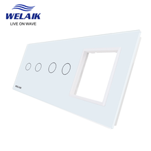 WELAIK EU сенсорный выключатель DIY-запчасти-только стеклянная панель-настенный светильник-переключатель Кристалл-стекло-панель 2 отделения + 0 + 0 квадратное отверстие A39228W/B1 2024 - купить недорого