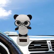 Lovely Glasses Panda Solar Power Swinging Doll Car Interior Ornament Decor Gift 2024 - buy cheap