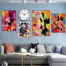Street Graffiti Art Disney Mickey Mouse and Donald Duck Canvas Art Paintings Poster and Print Wall Art Picture Home Decoration 2024 - buy cheap