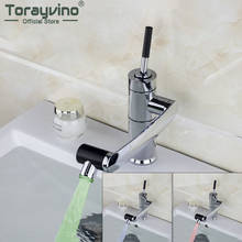 Torayvino New Kitchen Faucet Temperature Sensor LED Light  Swivel Chrome Sink Basin Deck Brass Single Handle Tap Mixer Faucet 2024 - buy cheap