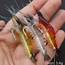 Cebos de pesca con anzuelo de gamba, señuelo de simulación de gamba blanda, aparejo de anzuelo, aparejos de pesca, 3 uds., 16cm, 5g 2024 - compra barato