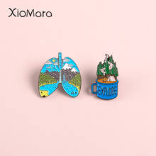 Pin de aventura para hombre y mujer, broche de viaje con insignia de botón esmaltado, de montaña, bosque, lagos, tierra, taza de pulmón, Explore la naturaleza, regalo para exterior 2024 - compra barato