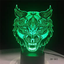 Desenho animado de lobo 3d, crianças, 7 cores, face, luz led, visualização, ilusão óptica, decoração da casa, melhor presente, drop shipping 2024 - compre barato