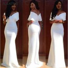 White Bridesmaid Dress Mermaid Off-the-Shoulder V Neck Wedding Events Gown African Black Girl's Bridesmaids Dresses 2024 - buy cheap