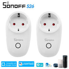 Sonoff soquete inteligente s26 wifi e sem fio, plugues de energia para casas inteligentes e comutadores, 2 peças 2024 - compre barato