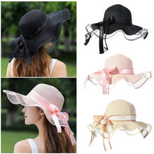 Women Summer UV Protection Hat Travel Vacation Beach Straw Cap Foldable Portable Visors Ladies Fashion Casual Wide Brim Suncap 2024 - buy cheap