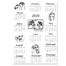 Big Size 2020 Calendar Fabric Printed Wall Calendar Yearly Diary Study Planner Advent Calendar Cloth Wall Hanging Deco 2024 - buy cheap