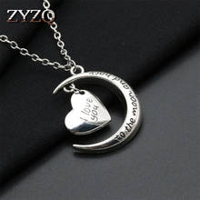 ZYZQ New Trendy Moon Shaped Accessories Jewelry With Elegant Heart Pendant Noble Silver Plated With I Love You Letter Engraved 2024 - buy cheap