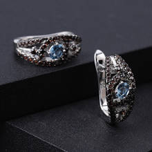 GEM'S BALLET 925 Sterling Silver Clip Earring Natural London Blue Topaz Gemstone Earrings for Women Elegant Wedding Jewelry 2024 - buy cheap