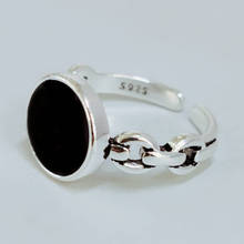 Anéis redondos pretos para homens e mulheres, joia retrô vintage de cor dourada com abertura grande, anéis antigos 2024 - compre barato