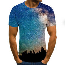 Camisetas con estampado 3D de cielo estrellado para hombre, camisa de manga corta con cuello redondo, a la moda, de verano, 2020 2024 - compra barato