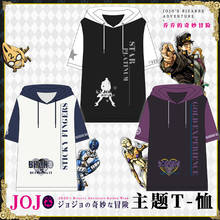 Camiseta jojo's bizarre adventure cos, camiseta masculina com capuz, verão, giovanna/kujo jotaro, anime, estudantes 2024 - compre barato