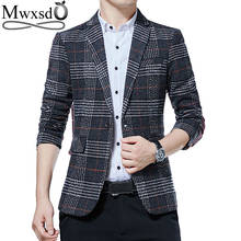 Mwxsd autumn winter casual mens plaid Blazer Suit jacket Mens single blazer jacket Slim fit male high quality blazer masculino 2024 - buy cheap