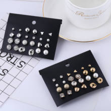 12 Pairs /Pack metal gold color Stud Earrings Crystal Set Piercing Earring for women Elegant Jewelry Fashion Gift 2024 - buy cheap