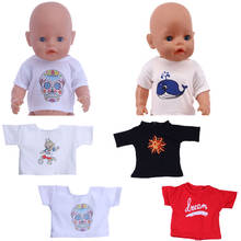 Ropa de muñeca para muñeca americana de 18 pulgadas y artículos para bebé recién nacido de 43 Cm con camiseta bonita, patrón de impresión de Color sólido, nuestra generación 2024 - compra barato