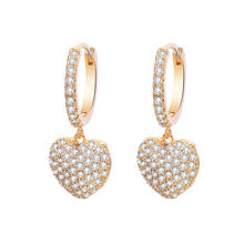 Gold 3D Heart Earrings for Women Trendy CZ Zircon Charm Korean Hoop Earring Female Jewelry Gift boucle doreille femme 2020 New 2024 - buy cheap