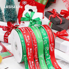 LBSISI Life 50Yards Merry Christmas Apple Box Cute Snowflake Printed Ribbon Bew Year Festival Diy Gift Wrap Decoration Ribbon 2024 - buy cheap