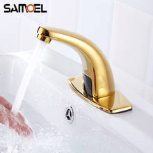 Grifo de latón dorado con sensor automático, montado en cubierta para baño, de oro, inteligente, sin contacto, para lavabo de agua fría, S846 2024 - compra barato