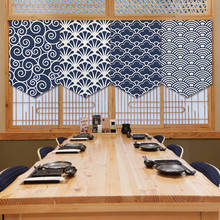 Japanese Geometry Pattem Short Curtain Linen Fabric Sushi Kitchen Restaurant Shop Half Hanging Curtain Decoration Customizable 2024 - buy cheap