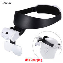 USB Rechargable Headband Magnifying Glass with Led Light, 2 Lens Loupe Magnifier Glasses For Reading Repair Senior Experiment 2024 - buy cheap