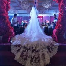 4m-5 metros borda completa com laço que bling lantejoulas duas camadas longo véu de casamento com pente branco marfim véu de noiva 2021 novo quente 2024 - compre barato