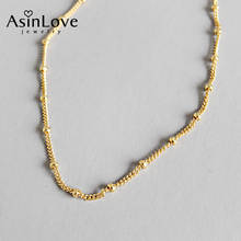 AsinLove-collar de cuentas redondas de oro de 18K para mujer, cadena de plata de ley 925 auténtica, joyería fina con textura elegante 2024 - compra barato