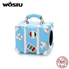 WOSTU-Cuentas azules de plata esterlina 925 para maleta, accesorio Original para pulsera, abalorio, fabricación de joyas, FIC1377 2024 - compra barato