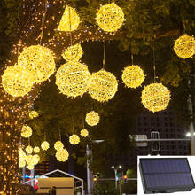Guirnalda de luz Solar para árbol de Navidad, Bola de ratán, 30cm de diámetro 2024 - compra barato