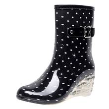 Rain Boots Punk Style Mid Snow Boots Women's Mid-calf Non-Slip Rain Boots Outdoor Wedge Water shoes woman zapatos de mujer 2024 - buy cheap