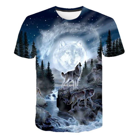 Мужская модная футболка, новинка 2021 года, 6XL крутая забавная футболка с 3D-принтом волка и животных, мужские летние топы с коротким рукавом, футболка 2022 - купить недорого
