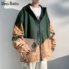 Una Reta Hooded Jackets Men New Hip Hop Snow Mountain Print Men's Windbreaker Coat Men Streetwear Casual Men's Spring Jacket 2024 - buy cheap