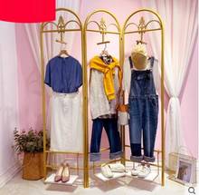 Clothing store display rack floor type high grade combination gold partition screen window decoration creative women's clothing 2024 - buy cheap