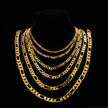 Золотые ожерелья для женщин и мужчин, мужские и женские ожерелья с цепочкой и браслетом из Фигаро, модные золотые ювелирные изделия, подарки 2024 - купить недорого