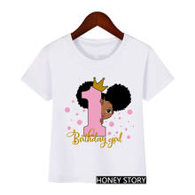1 2 3 4 5 Number Fashion Short Sleeve Tee Cute Little Black Melanin Princess Print Girl T-shirt for Birthday Kids Funny T Shirts 2024 - buy cheap