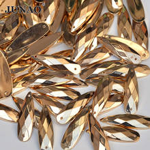 JUNAO 200 шт. 8*28 мм Пришивные золотые бриллианты с плоской задней стороной большие акриловые хрустальные камни пришивные стразы аппликации для платья своими руками 2024 - купить недорого